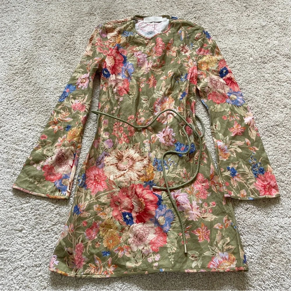 Zimmermann Green Floral Print
Linen August Bias Mini Dress size OP - Picture 4 of 10